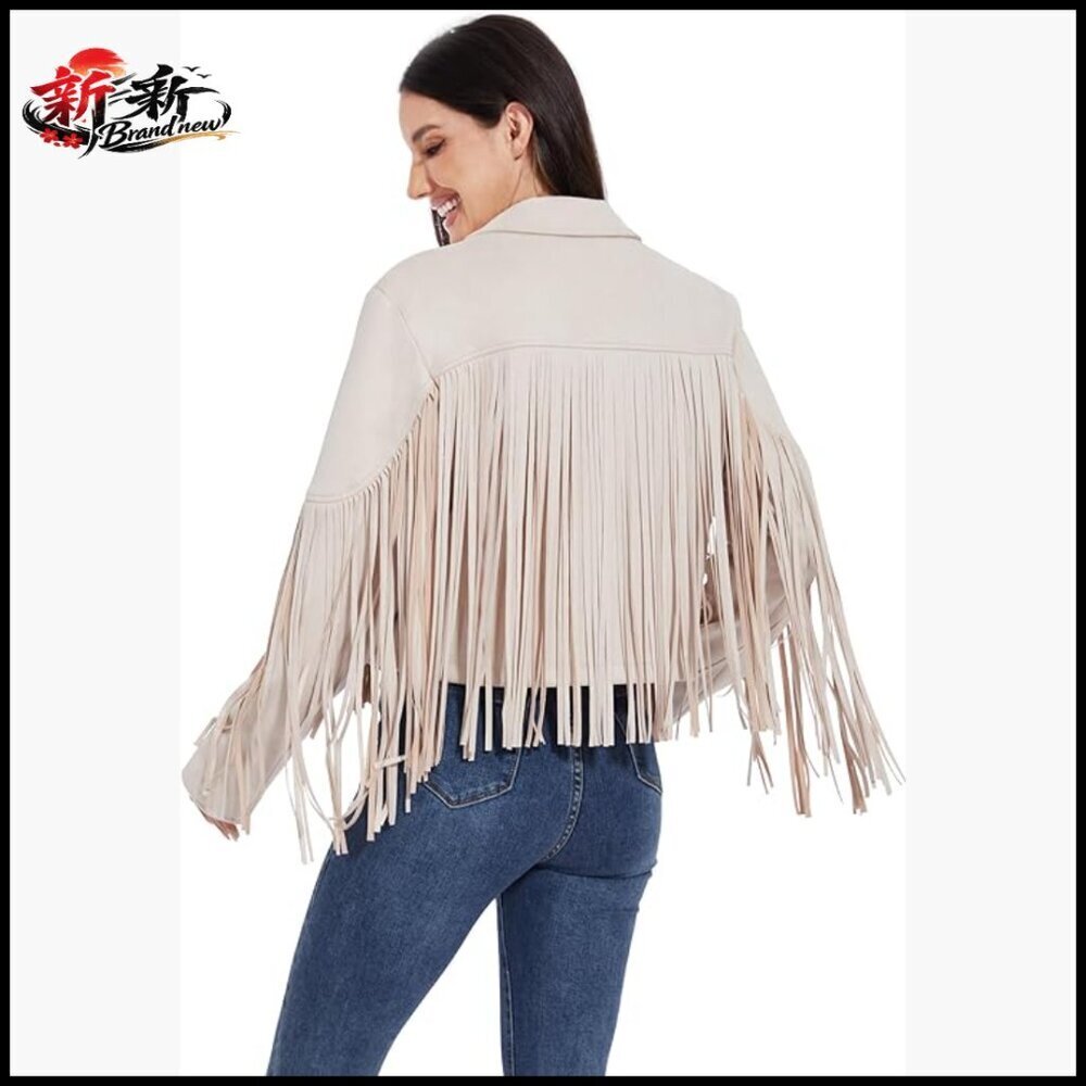 Fringe Leather Jacket Women Cropped Suede Coat Western Cowgirl Outfit